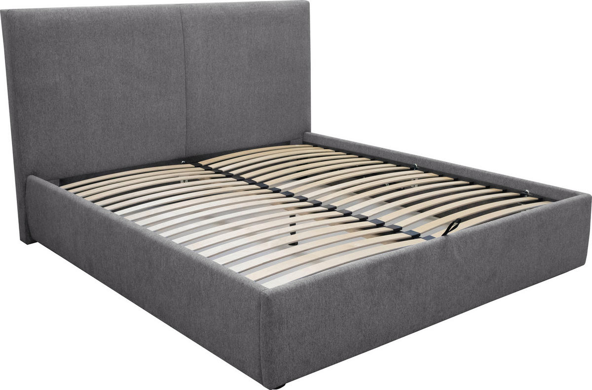 KÁRPITOZOTT ÁGY 180/200 cm  szürke  - fekete/szürke, Basics, műanyag/textil (180/200cm) - Ti'me