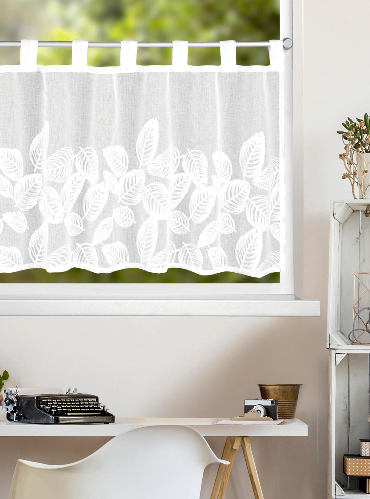 KURZGARDINE   135/45 cm   - Weiß, Basics, Textil (135/45cm)
