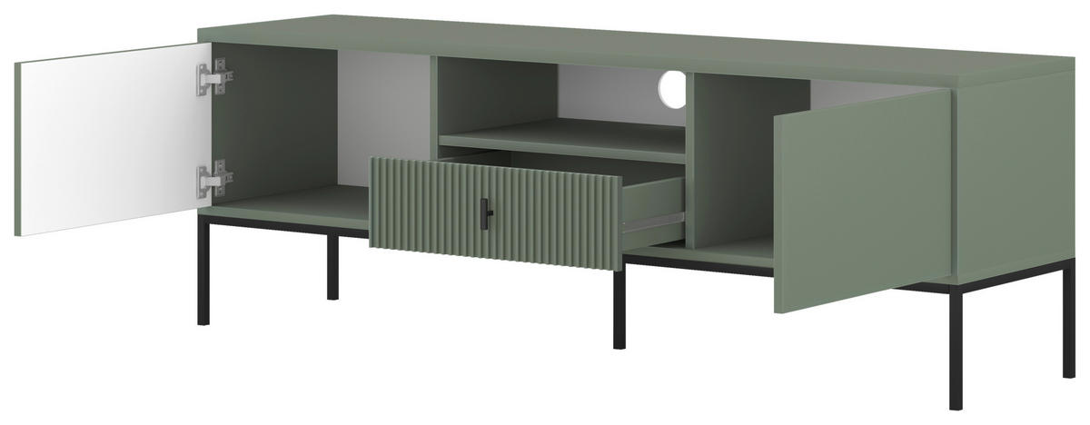 LOWBOARD Maggiore  in 154,5/52,4/39 cm  - Goldfarben/Schwarz, Design, Holzwerkstoff/Metall (154,5/52,4/39cm) - Boxxx