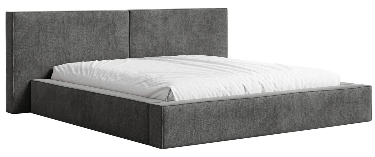 POLSTERBETT 160/200 cm,  in Anthrazit, Bettkasten,  - Anthrazit/Schwarz, MODERN, Holz/Metall (160/200cm) - MID.YOU