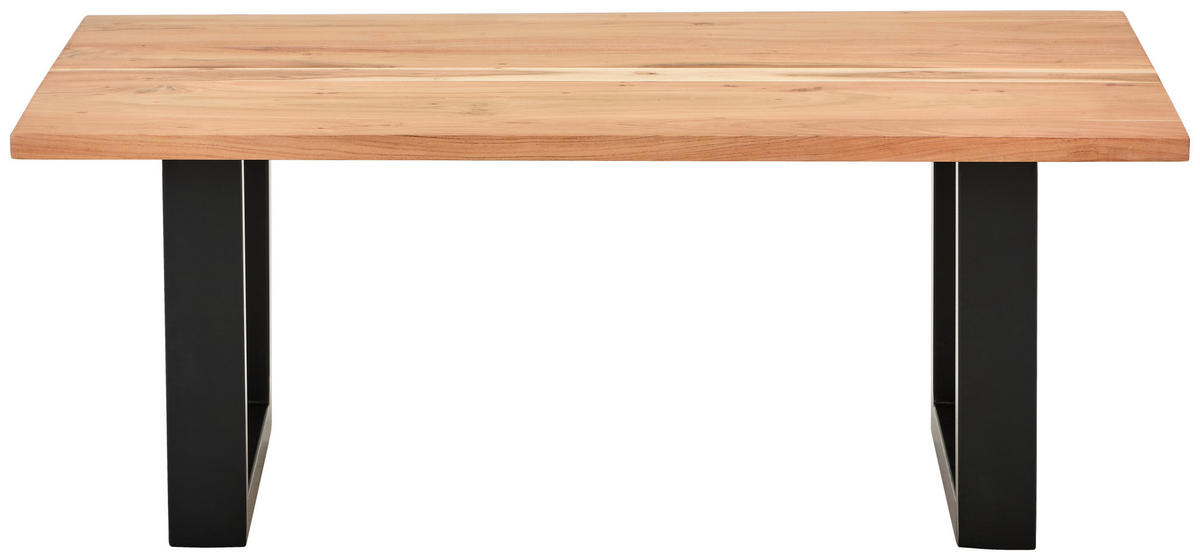 COUCHTISCH Akazie Hartholz rechteckig Schwarz, Akaziefarben  - Schwarz/Akaziefarben, Natur, Holz/Metall (115/75/45cm) - Livetastic