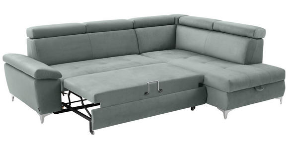 ECKSOFA in Mikrofaser Mintgrün  - Chromfarben/Mintgrün, KONVENTIONELL, Textil/Metall (271/206cm) - Carryhome