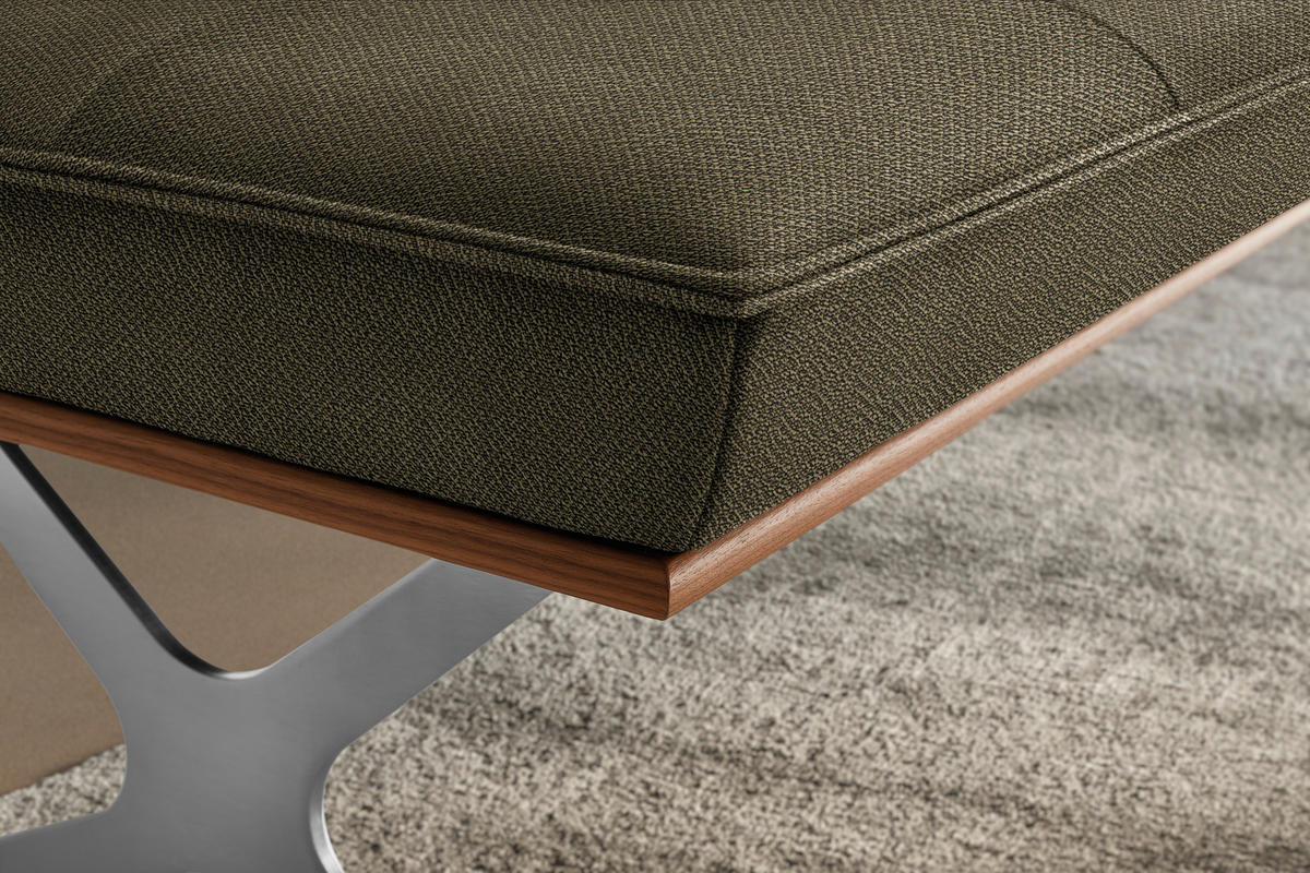SITZBANK in Holz, Textil Nussbaumfarben, Nickelfarben, Olivgrün  - Edelstahlfarben/Nussbaumfarben, Design, Holz/Textil (214/88/66cm) - Koinor