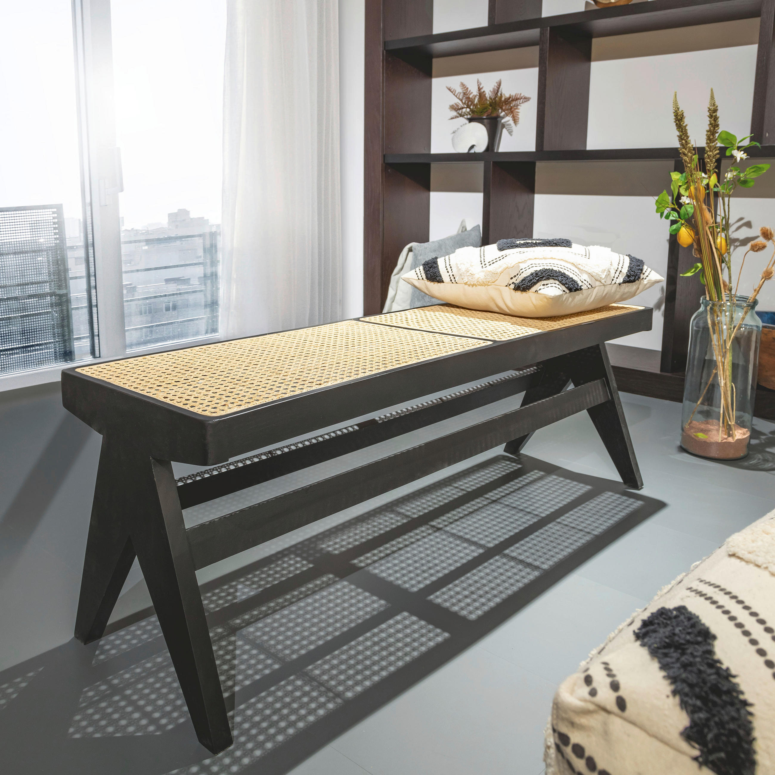 SITZBANK 130/45/40 cm Naturfarben, Schwarz Recyclingholz, Teakholz massiv - Schwarz/Naturfarben, MODERN, Holz (130/45/40cm) - Livetastic