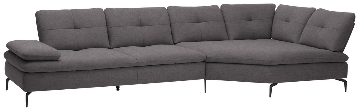 ECKSOFA in Flachgewebe Anthrazit  344/157 cm  - Anthrazit/Schwarz, Design, Textil/Metall (344/157cm) - Chilliano