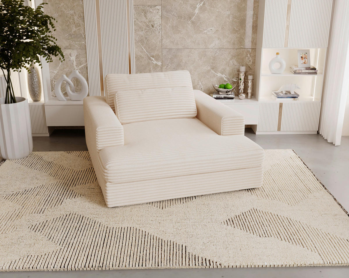 XXL-SESSEL - Creme/Schwarz, MODERN, Kunststoff/Textil (122/80/159cm) - Lomoco