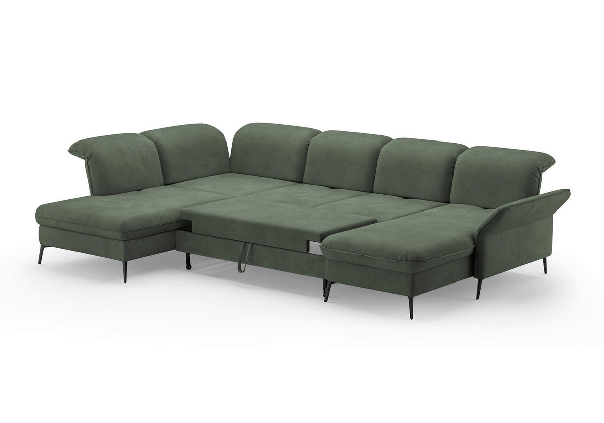 WOHNLANDSCHAFT in Flachgewebe Grün  - Schwarz/Grün, KONVENTIONELL, Textil/Metall (231/359/198cm) - Sit & More