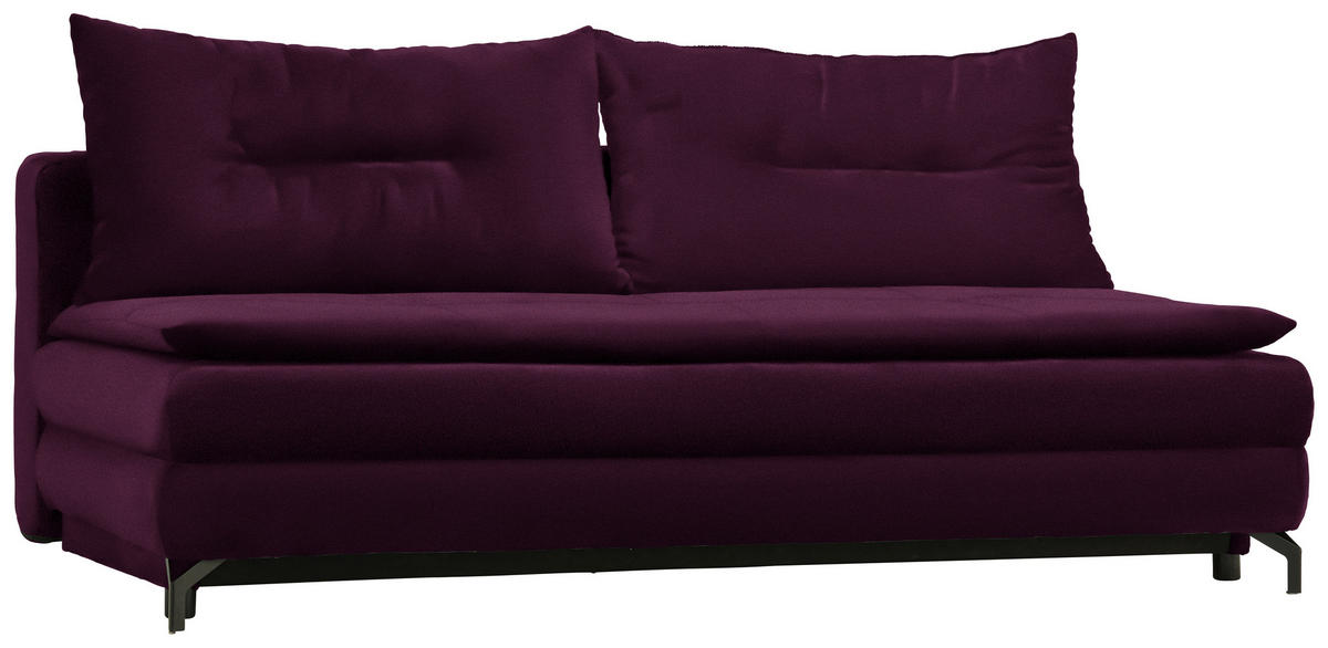 SCHLAFSOFA in Flachgewebe Violett  - Violett/Schwarz, MODERN, Textil/Metall (208/73/92/102cm) - Novel