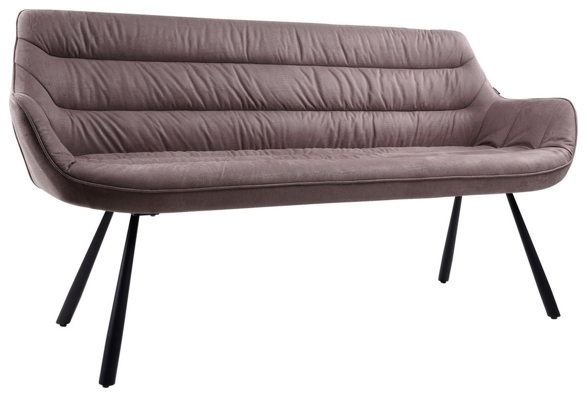 SITZBANK 177,5/87/64 cm Struktur Taupe  - Taupe/Schwarz, Design, Textil/Metall (177,5/87/64cm) - Hom`in