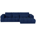 ECKSOFA in Chenille Dunkelblau  - Schwarz/Dunkelblau, KONVENTIONELL, Kunststoff/Textil (290/203cm) - Carryhome