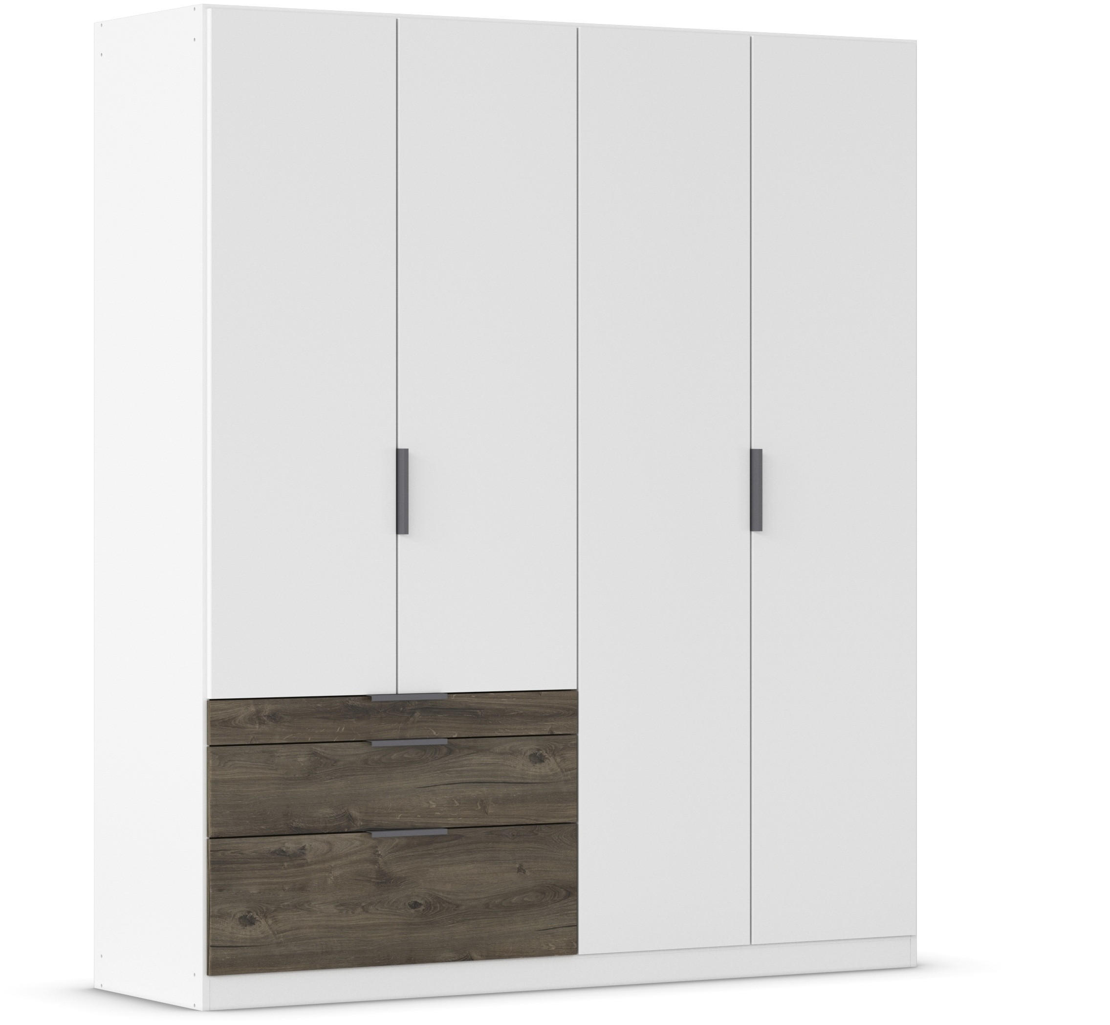 DREHTÜRENSCHRANK in Weiss, Eiche dunkel  - Eiche dunkel/Weiss, Basics, Holzwerkstoff/Metall (181/210/54cm) - Boxxx