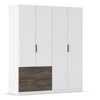 DREHTÜRENSCHRANK in Weiss, Eiche dunkel  - Eiche dunkel/Weiss, Basics, Holzwerkstoff/Metall (181/210/54cm) - Boxxx