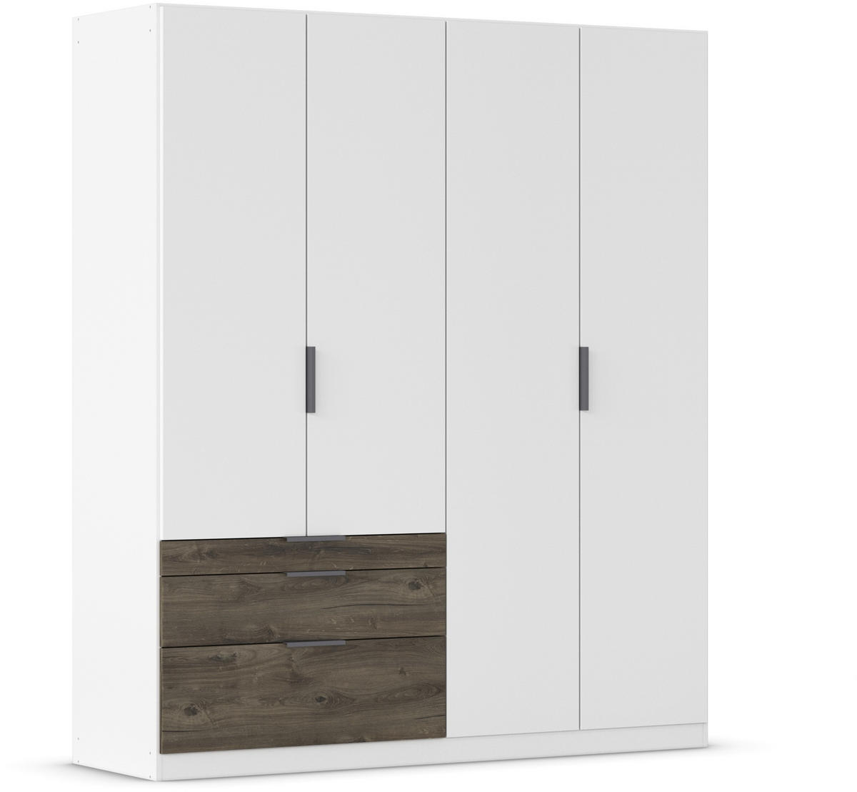 DREHTÜRENSCHRANK in Weiss, Eiche dunkel  - Eiche dunkel/Weiss, Basics, Holzwerkstoff/Metall (181/210/54cm) - Boxxx
