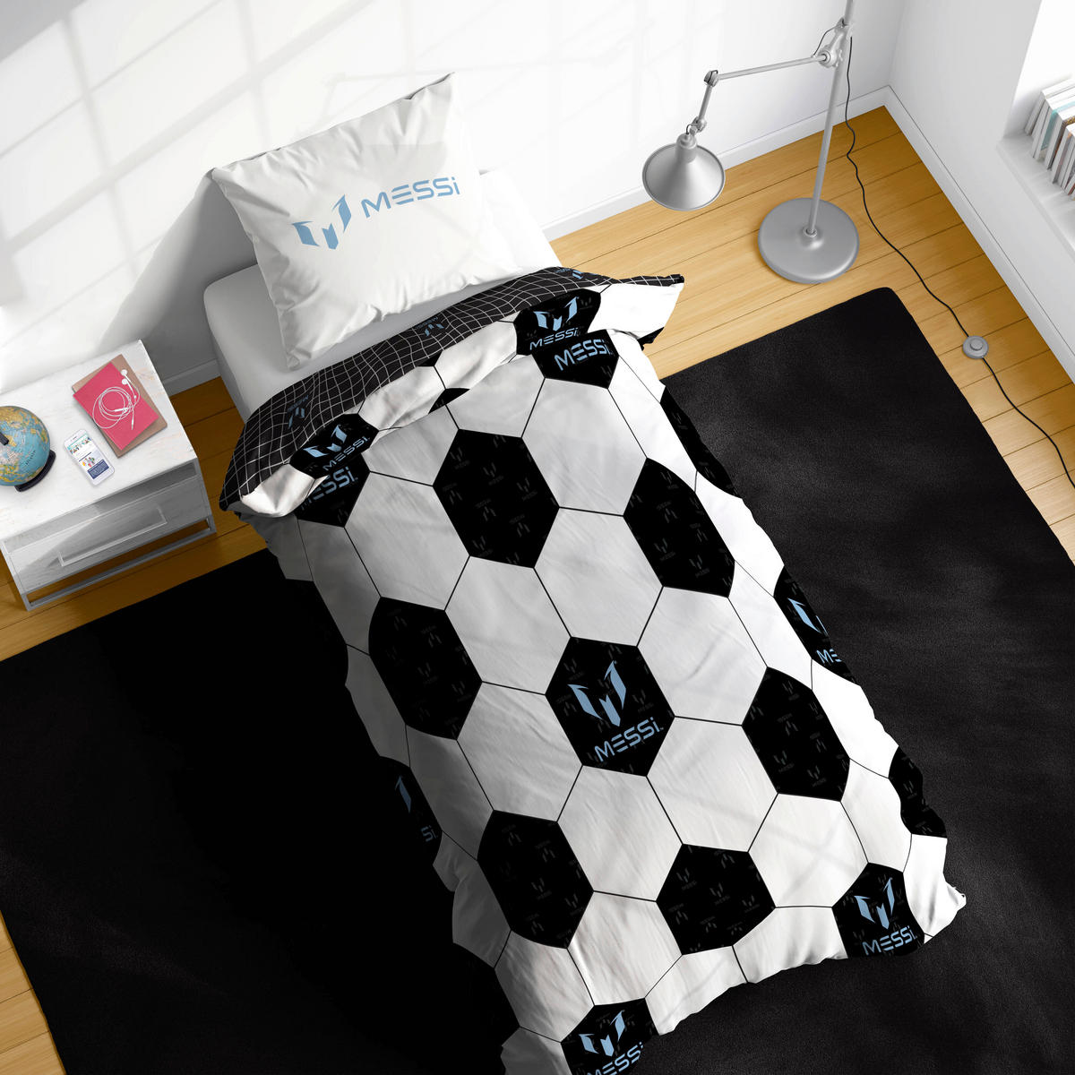 KINDERBETTWÄSCHE Messi Abstract 200/135 cm  - Schwarz/Weiß, Basics, Textil (200/135cm)