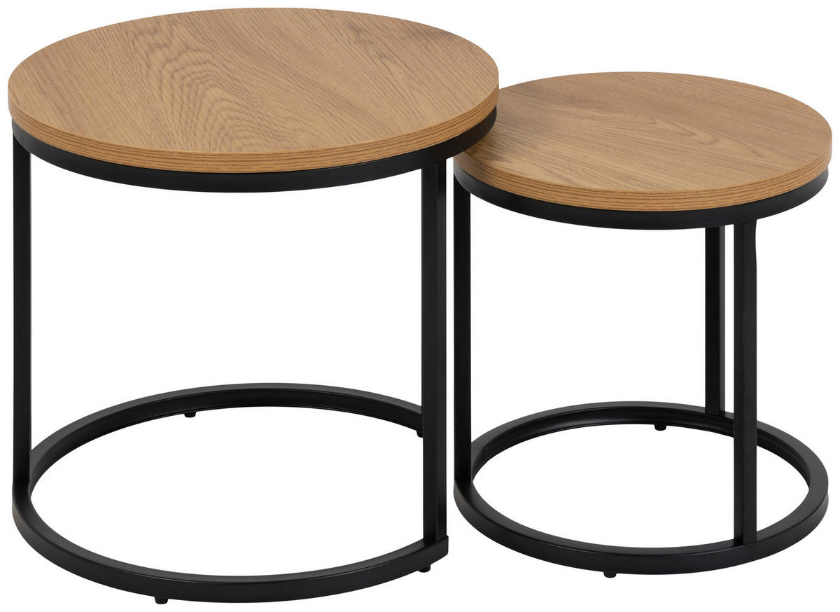 SADA STOLKŮ, černá, barvy dubu - černá/barvy dubu, Design, kov/kompozitní dřevo (35-45/35-45/35-40cm)