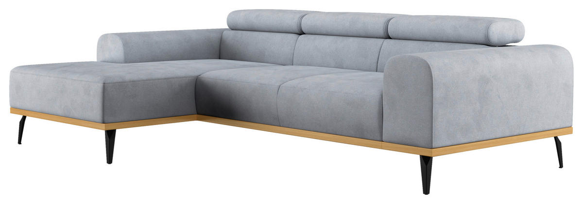 ECKSOFA Hellgrau Mikrofaser  - Hellgrau/Schwarz, KONVENTIONELL, Textil/Metall (157/244cm) - Cotta