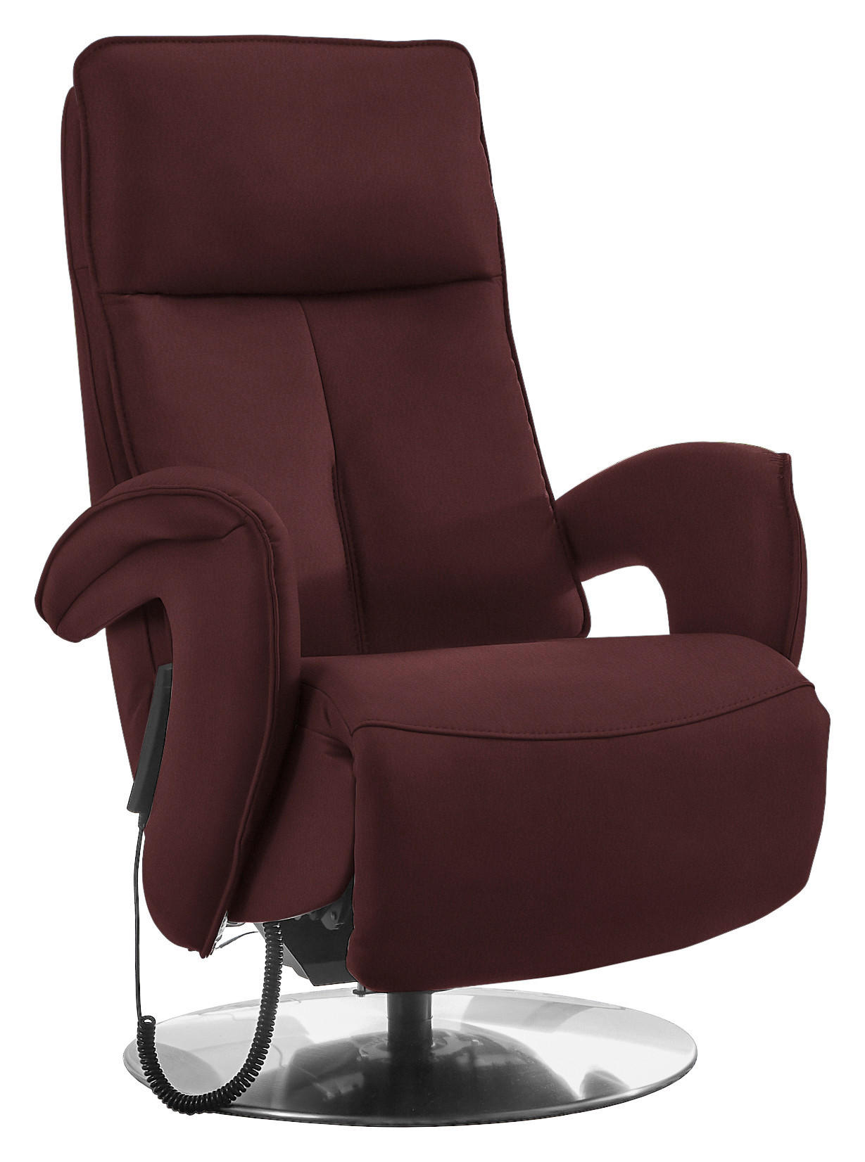 RELAXSESSEL in Leder Beere  - Chromfarben/Beere, Design, Leder/Metall (77/110/87cm) - Valdera