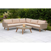 LOUNGEGARNITUR Aluminium  - Naturfarben, KONVENTIONELL, Glas/Kunststoff - Gardenson