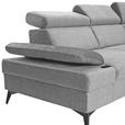 ECKSOFA Grau Flachgewebe Schlaffunktion, Armteilverstellung, Kopfteilverstellung, Sitztiefenverstellung  - Schwarz/Grau, MODERN, Textil/Metall (258/210cm) - Landscape