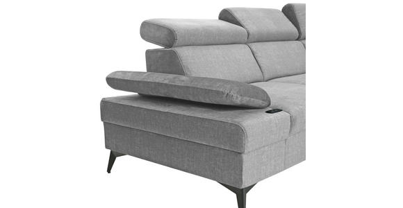ECKSOFA Grau Flachgewebe Schlaffunktion, Armteilverstellung, Kopfteilverstellung, Sitztiefenverstellung  - Schwarz/Grau, MODERN, Textil/Metall (258/210cm) - Landscape