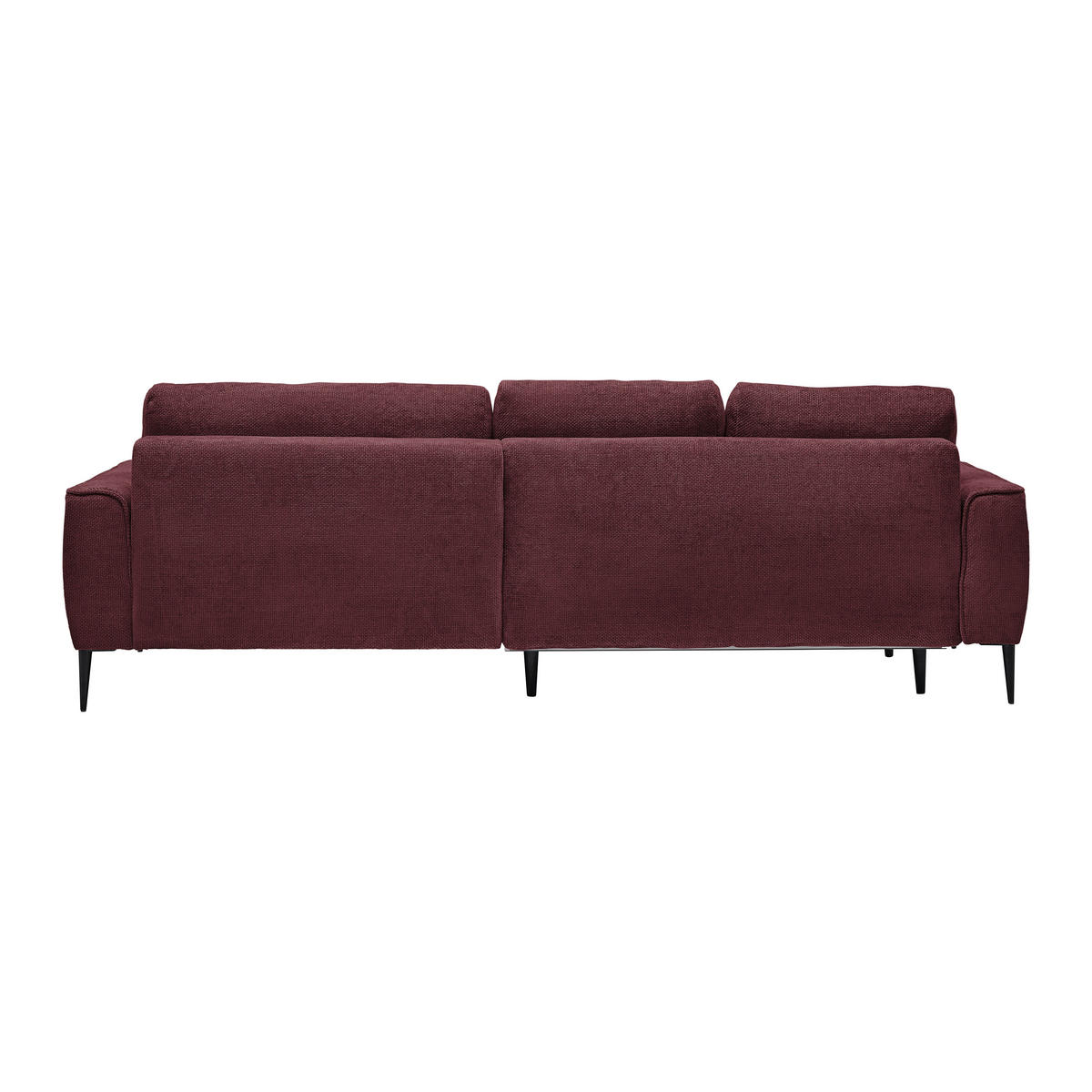 ECKSOFA in Webstoff Bordeaux  - Bordeaux/Schwarz, Modern, Textil/Metall (255/164cm) - MID.YOU
