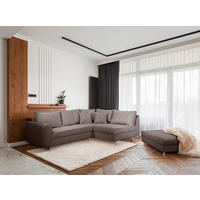 ECKSOFA inkl. Hocker Ariella Braun Cord  - Naturfarben/Braun, Design, Holz/Textil (231/161cm) - Livetastic