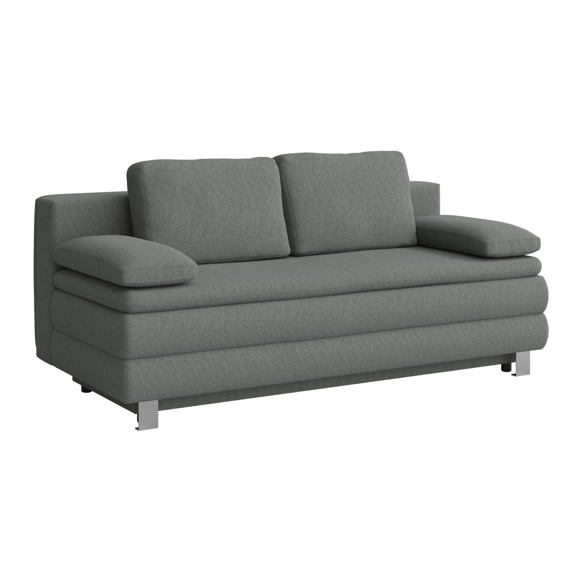 BOXSPRINGSOFA  mit Liegefunktion, Rücken echt Flachgewebe Grün  - Silberfarben/Grün, Design, Textil/Metall (202/96/105cm) - Carryhome