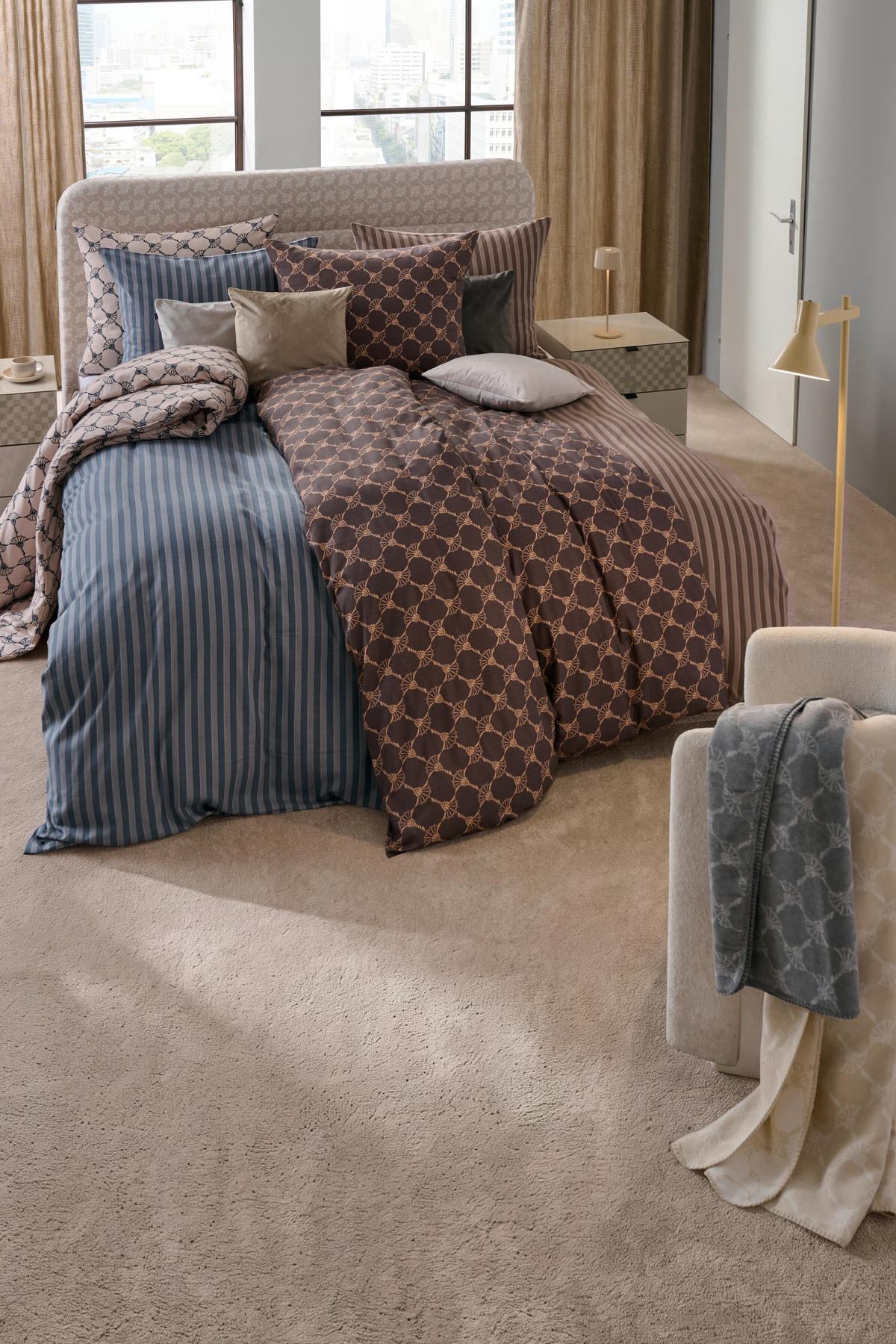 WENDEBETTWÄSCHE 2-teilig Soft Cornflower Flanell 140/200 cm  - Braun, Basics, Textil (140/200cm) - Elegante