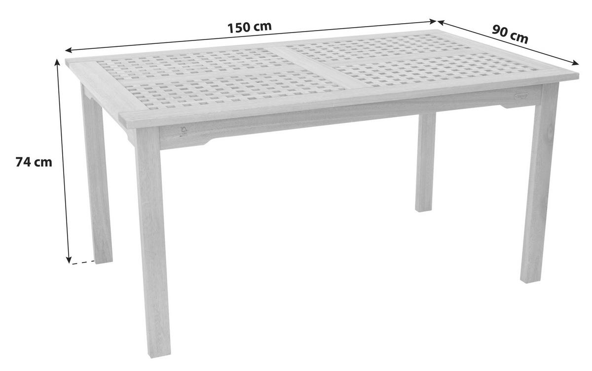 GARTENTISCH Holz Naturfarben rechteckig  - Naturfarben, Basics, Holz (150/90/74cm) - Gardenson