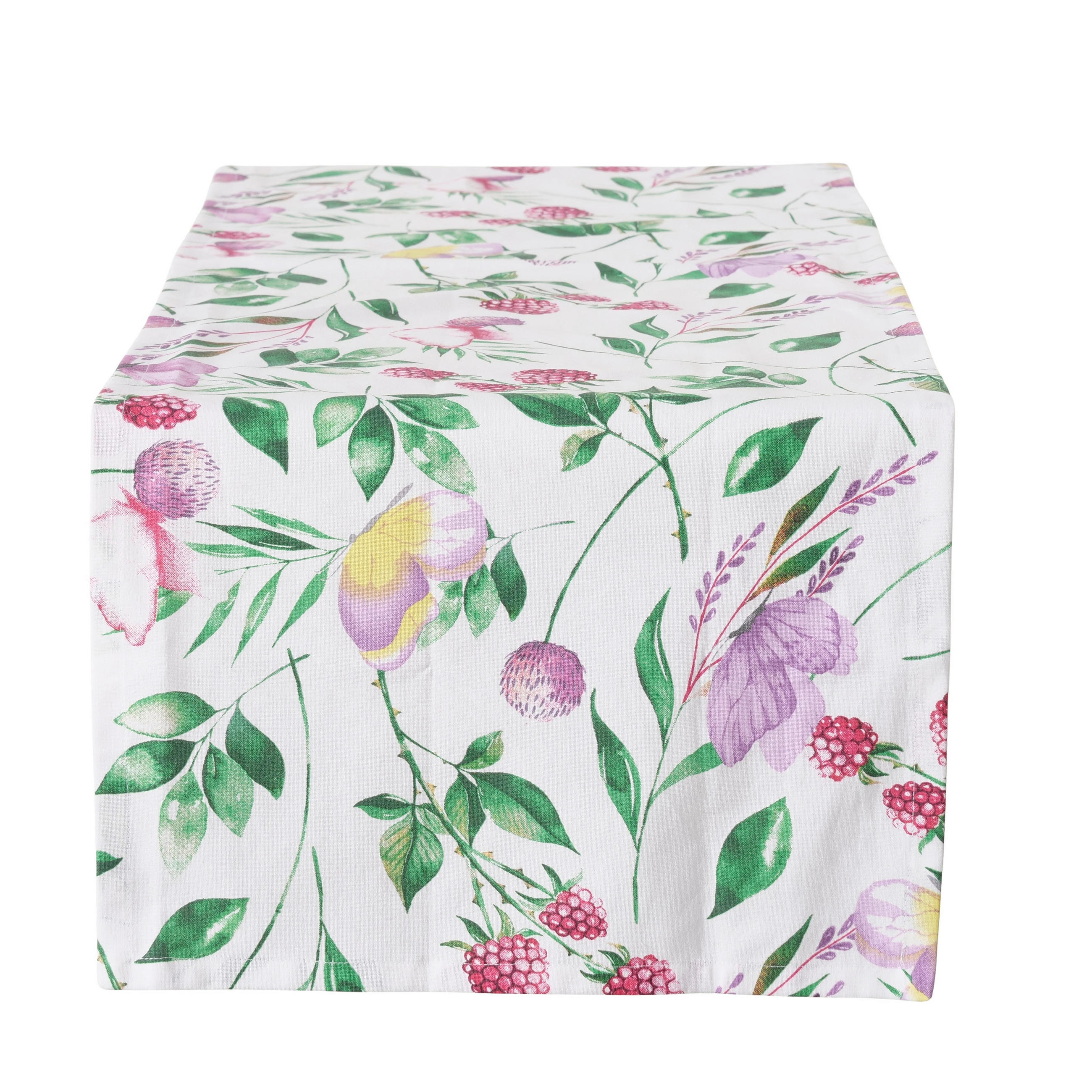 TISCHLÄUFER Textil Lila, Weiss, Pink, Grasgrün  - Weiss/Pink, Basics, Textil (140/40/0,5cm)