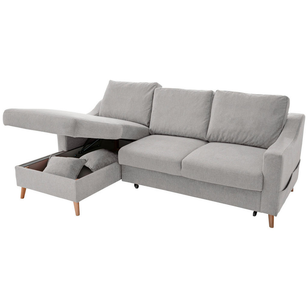 Thumbnail - Livetastic Ecksofa Valentina, Grau, Textil, Buche, Uni, 4-Sitzer, Füllung: Schaumstoff, L-Form, 228x150 cm, Made in EU, ...