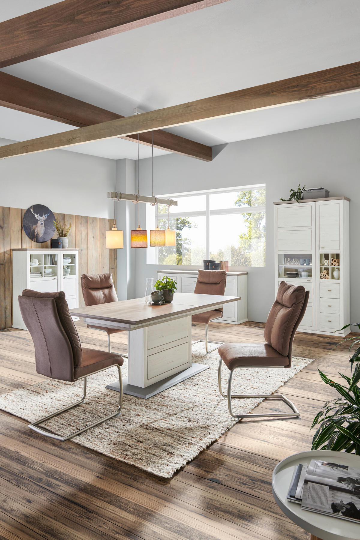 ESSTISCH rechteckig Grau, Weiß  - Weiß/Grau, LIFESTYLE, Holzwerkstoff (160-200/90/76,2cm) - Hom`in