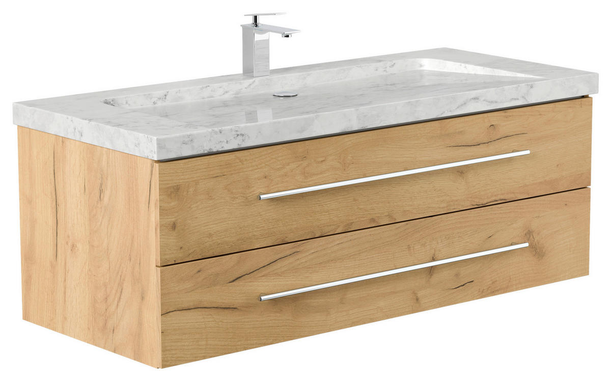 WASCHTISCHKOMBI 130 cm  - Eichefarben, Basics, Holzwerkstoff/Stein (130cm) - MID.YOU