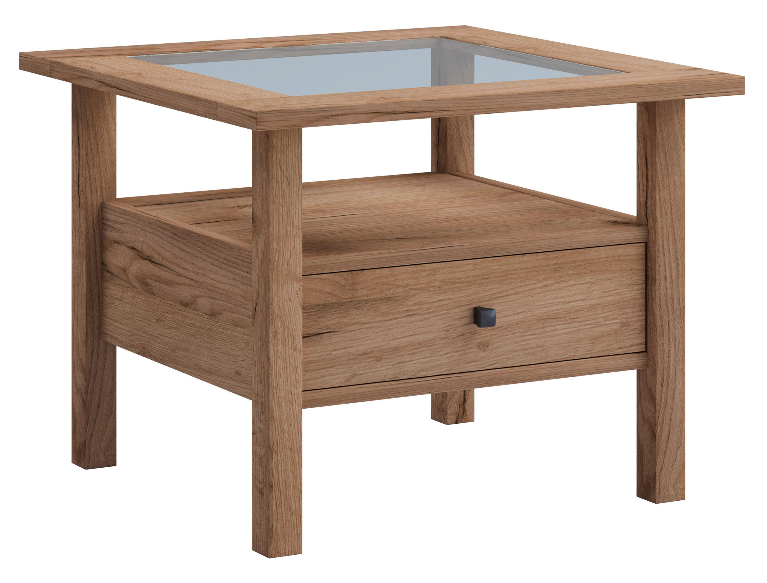 COUCHTISCH in Holzwerkstoff  - Honigeiche/Schwarz, Lifestyle, Glas/Holzwerkstoff (54/42/54cm) - MID.YOU