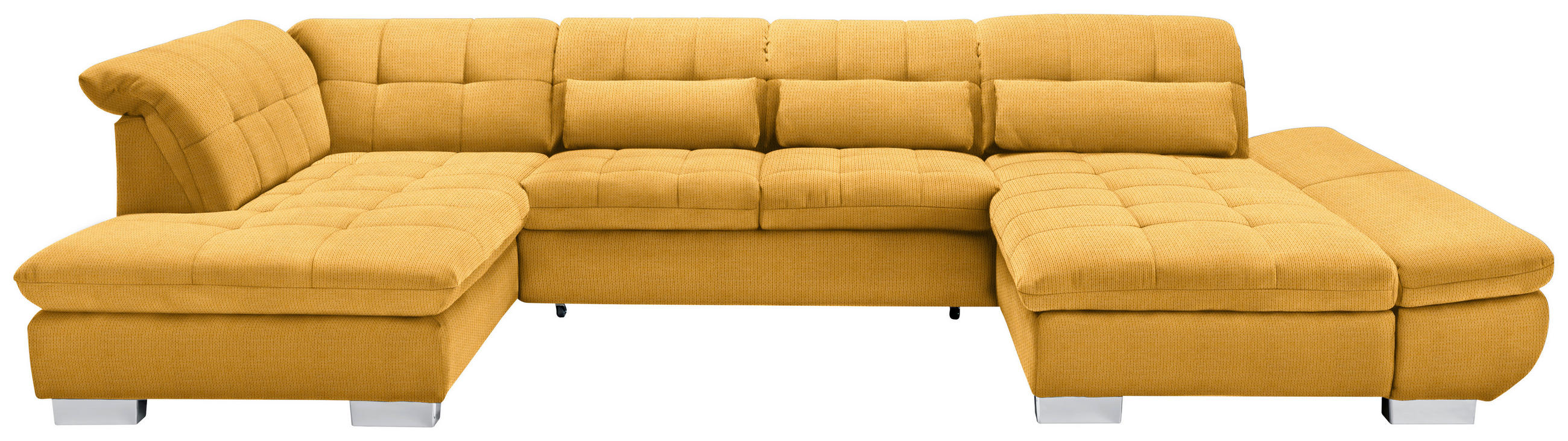 WOHNLANDSCHAFT in Mikrofaser Gelb  - Chromfarben/Gelb, Design, Kunststoff/Textil (211/350/204cm) - Xora
