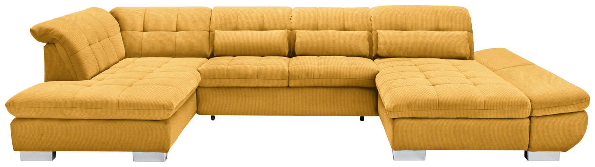 WOHNLANDSCHAFT in Mikrofaser Gelb  - Chromfarben/Gelb, Design, Kunststoff/Textil (211/350/204cm) - Xora