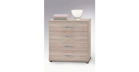 KOMMODE in 60/70/30 cm - Eichefarben/Silberfarben, KONVENTIONELL, Holzwerkstoff/Kunststoff (60/70/30cm) - Carryhome