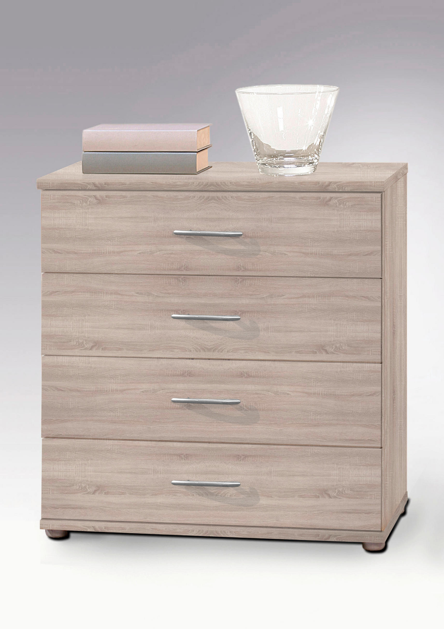 COMODĂ 60/70/30 cm  - argintiu/culoare lemn stejar, Konventionell, plastic/material pe bază de lemn (60/70/30cm) - Carryhome
