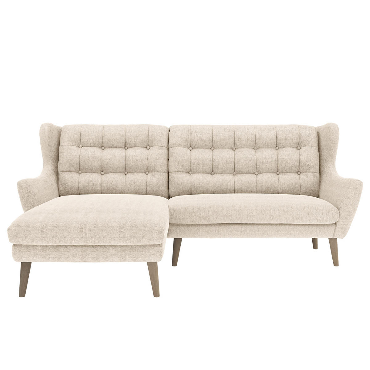 ECKSOFA in Webstoff Silberfarben  - Eichefarben/Silberfarben, Konventionell, Holz/Textil (250/107/173cm) - Trendmanufaktur