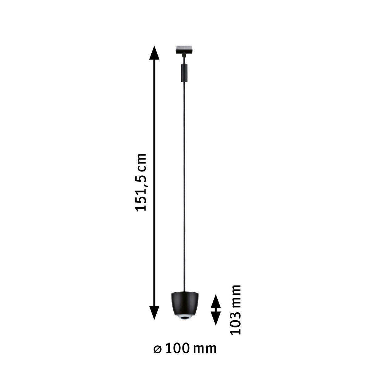 SCHIENENSYSTEM-HÄNGELEUCHTE URail Tyros 10,0/130 cm   - Schwarz, Basics, Kunststoff (10,0/130cm) - Paulmann