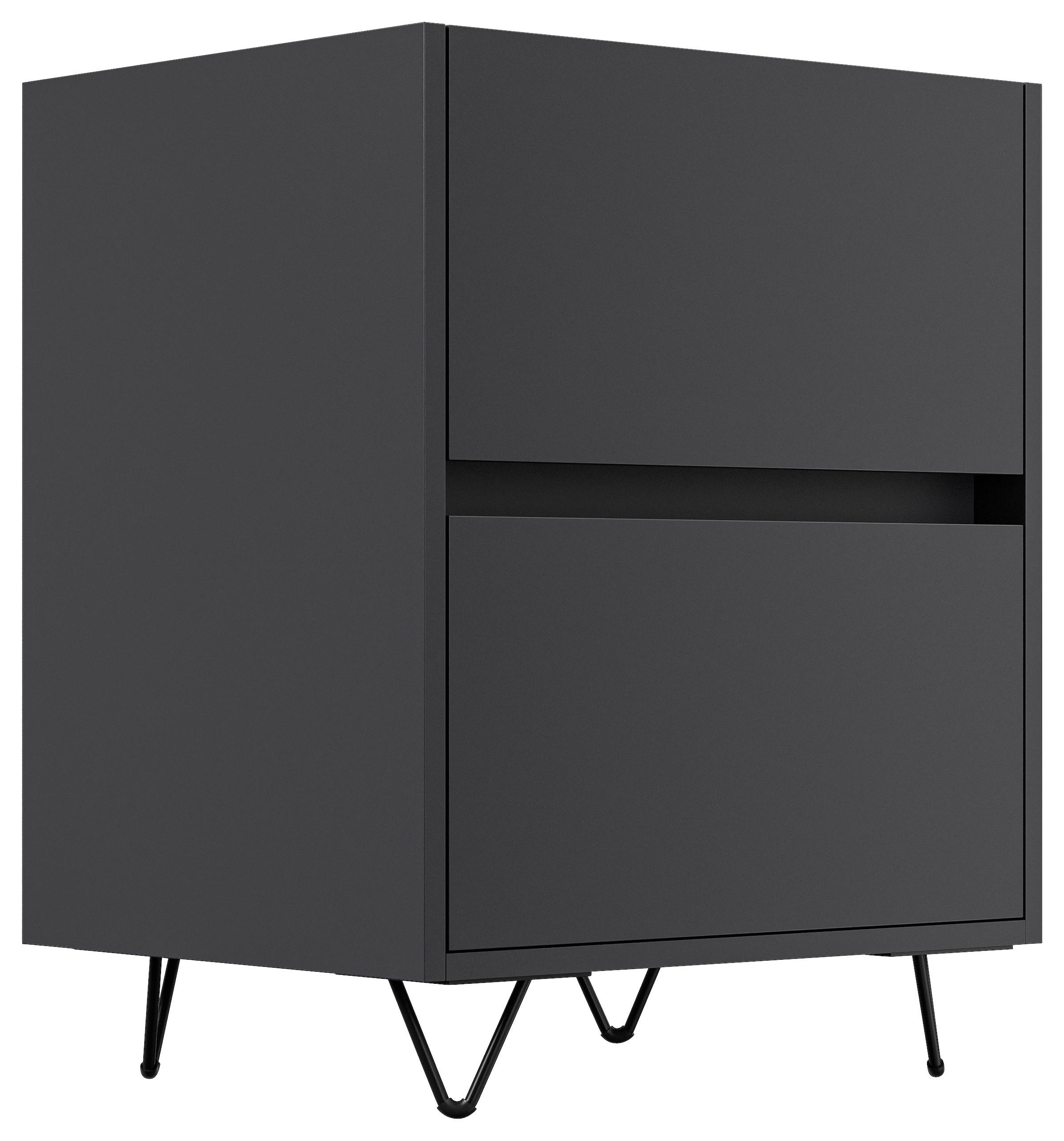 NACHTTISCH 51,2/65/42 cm  - Graphitfarben/Schwarz, Basics, Holzwerkstoff/Metall (51,2/65/42cm) - MID.YOU