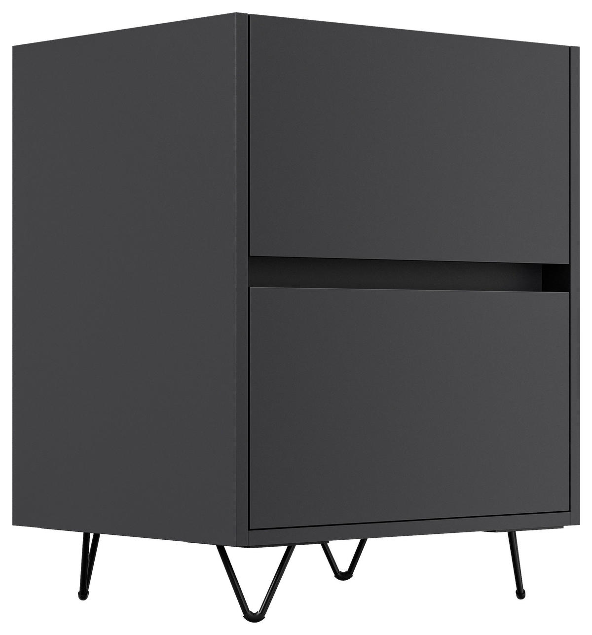 NACHTTISCH 51,2/65/42 cm  - Graphitfarben/Schwarz, Basics, Holzwerkstoff/Metall (51,2/65/42cm) - MID.YOU