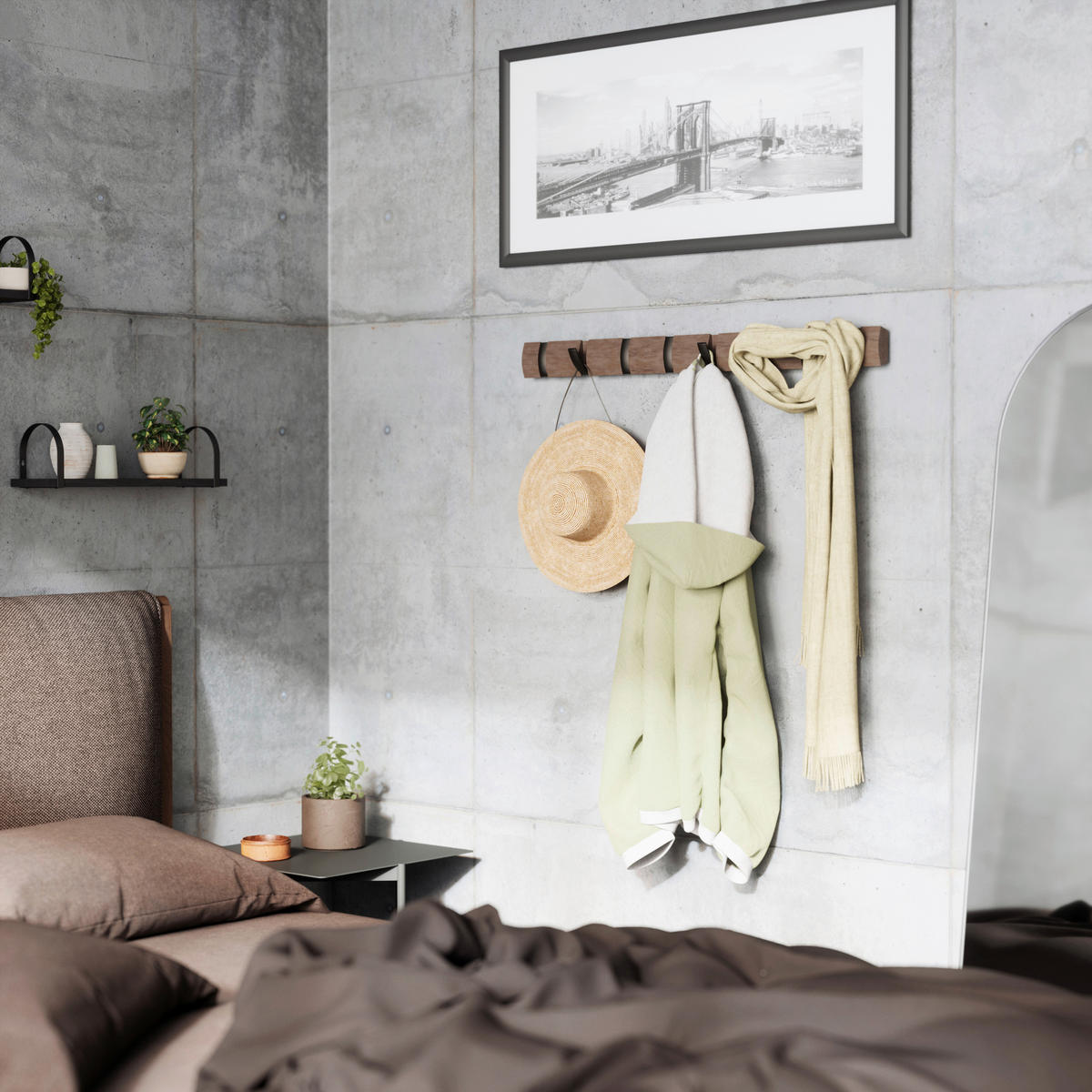 WANDGARDEROBE  in Pappel Grau  - Grau, Design, Holz/Kunststoff (6,4/3,2/81,3cm) - Umbra