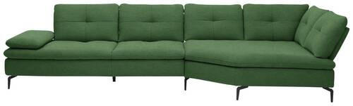 ECKSOFA in Flachgewebe Grün  - Schwarz/Grün, Design, Textil/Metall (344/157cm) - Chilliano