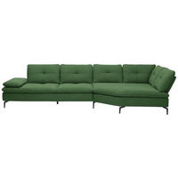 ECKSOFA in Flachgewebe Grün  - Schwarz/Grün, Design, Textil/Metall (344/157cm) - Chilliano