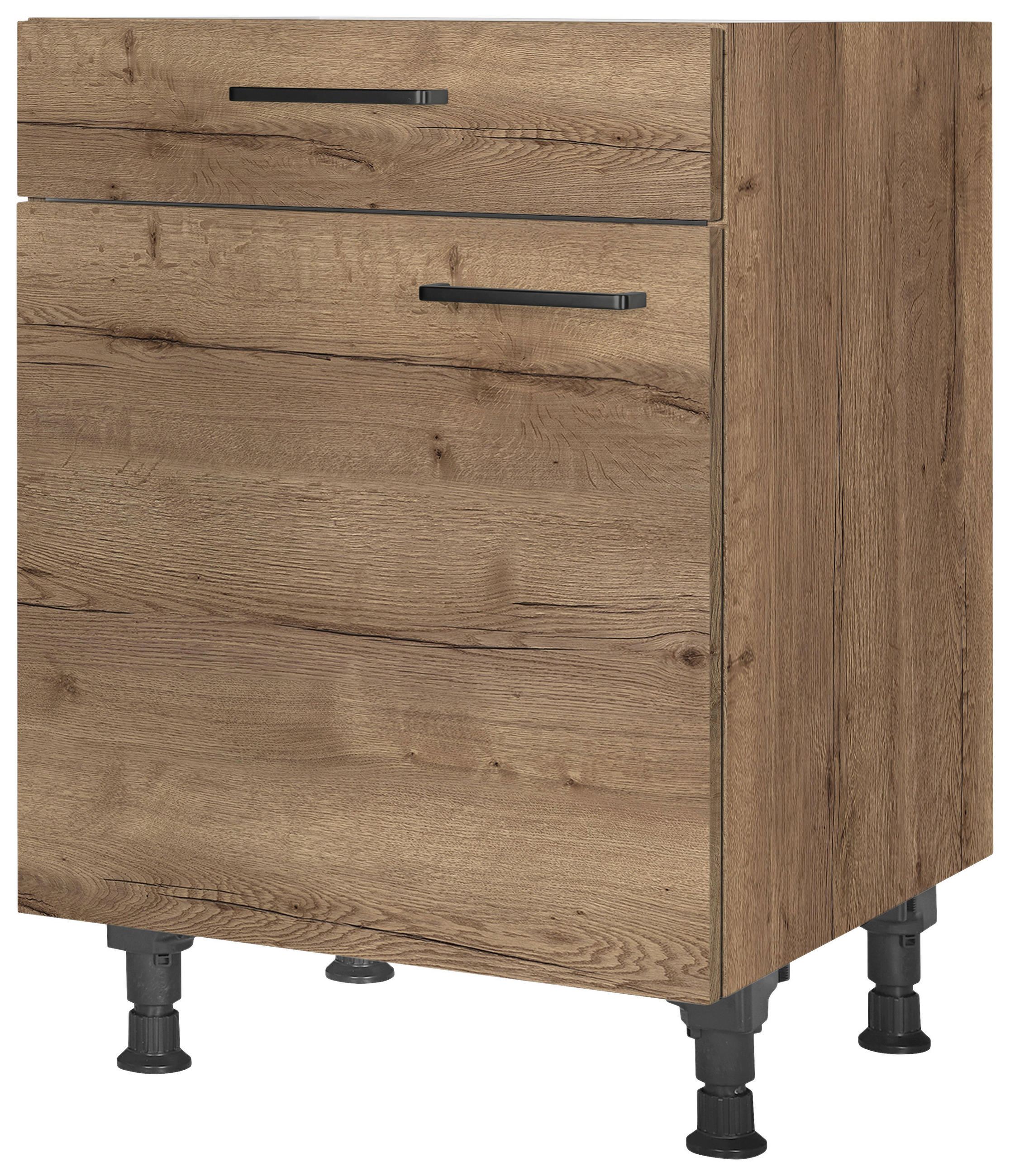 SCHUBKASTENUNTERSCHRANK 60/87/56 cm  in Eiche dunkel  - Eiche dunkel/Schwarz, MODERN, Holzwerkstoff/Metall (60/87/56cm) - Nobilia