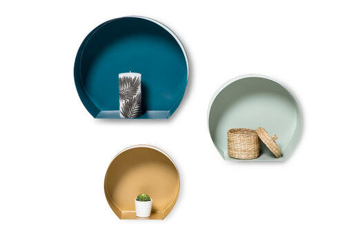 WANDREGALSET Goldfarben, Petrol, Hellgrau  - Goldfarben/Petrol, Design, Metall (27-39,5/26-37,5/12cm) - Kayoom