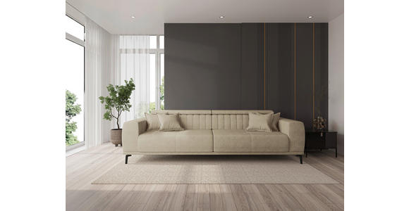 BIGSOFA Webstoff Beige  - Beige/Schwarz, KONVENTIONELL, Textil/Metall (280/80/110cm) - Carryhome
