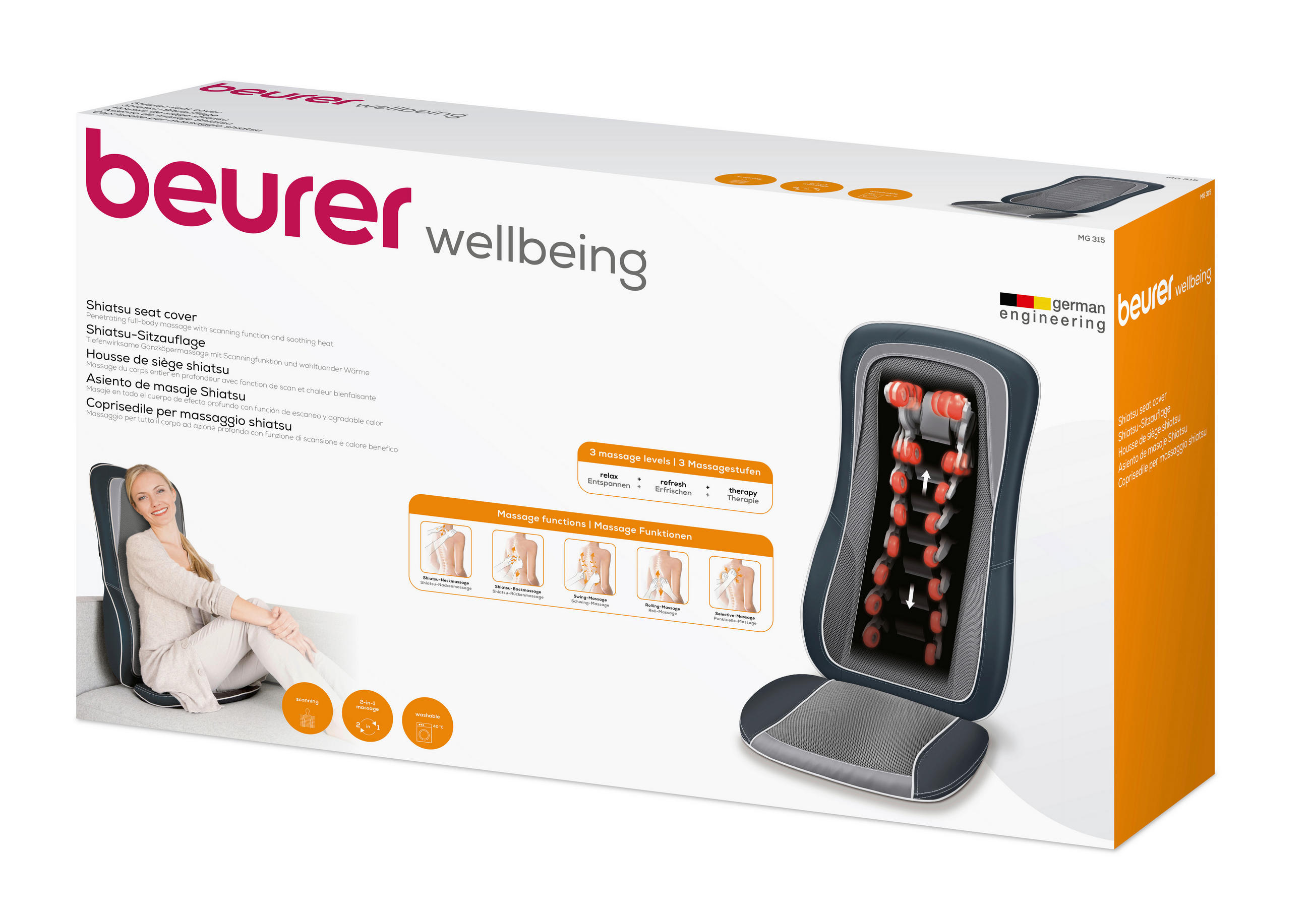 MASSAGESITZAUFLAGE - Grau, Basics (21,5cm) - Beurer