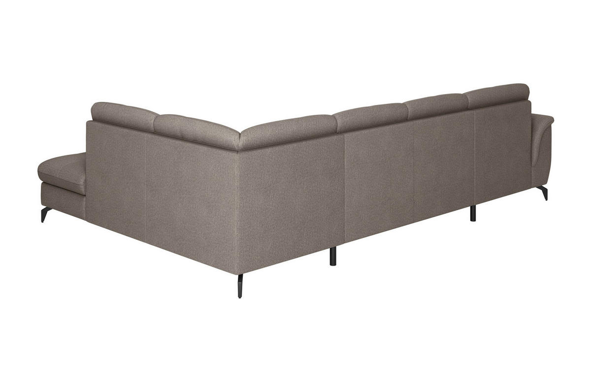 WOHNLANDSCHAFT Schlammfarben Flachgewebe  - Schlammfarben/Schwarz, MODERN, Textil/Metall (164/319/212cm) - Sit & More